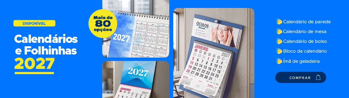 Calendários e folhinhas 2027 personalizados, mais de 80 opções